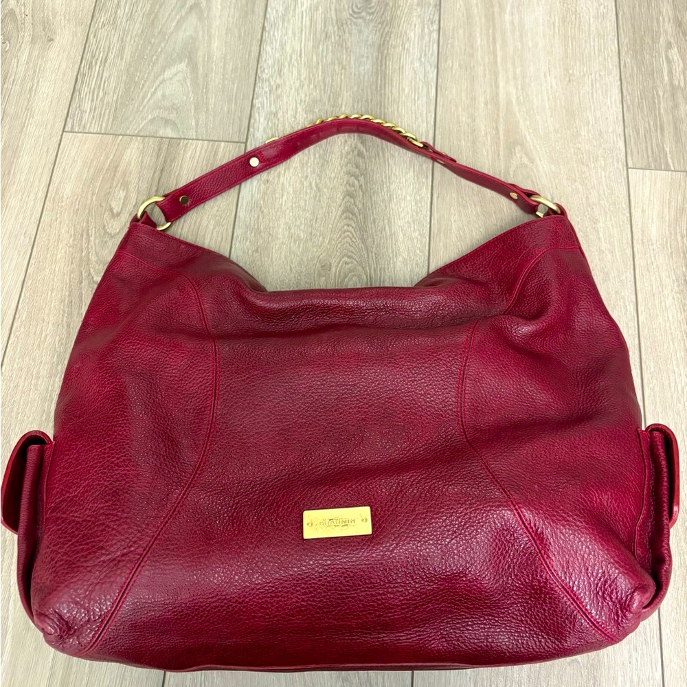 Brahmin Red  Leather Shoulder Bag Purse Handbag Hobo